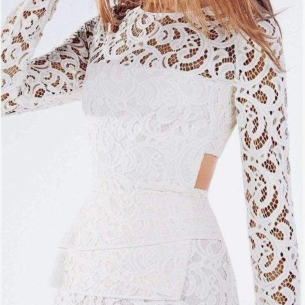 Bcbg Maxazria Elizabella Cutout Lace Gown - Ivory - Size 4